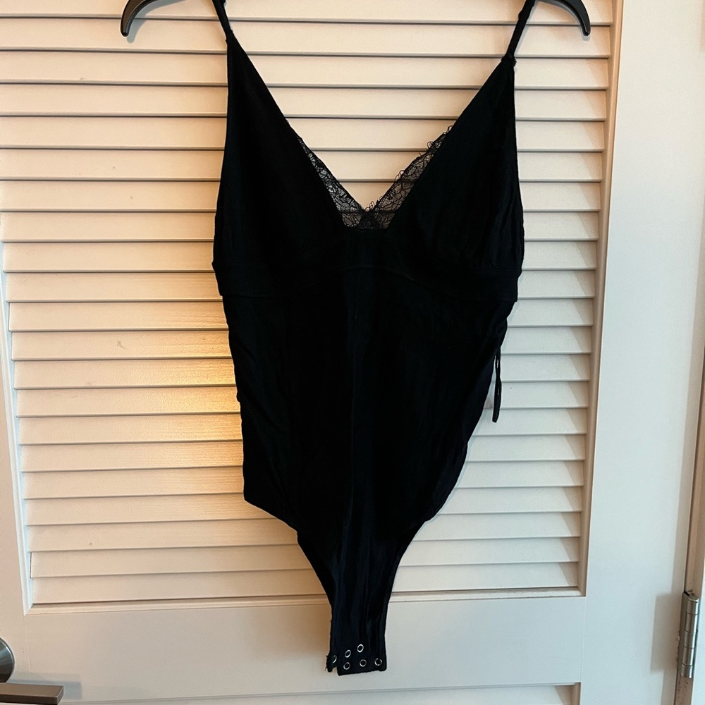 Black Lace Trim Bodysuit